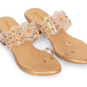 Floral Embellished Block Heel Sandals